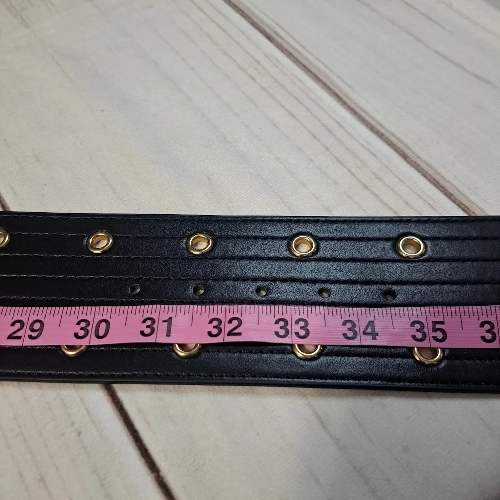 Worthington Gold Grommet Belt Wide, Buckle, Part Elastic Adjust M-L